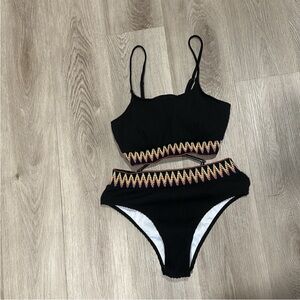 Black and Orange Bikini Set